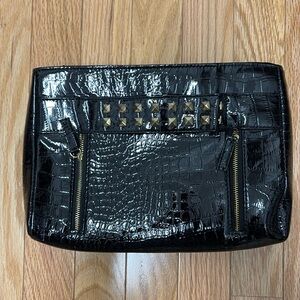 Rihanna Studded Black Croc Wrist Sleeve Clutch